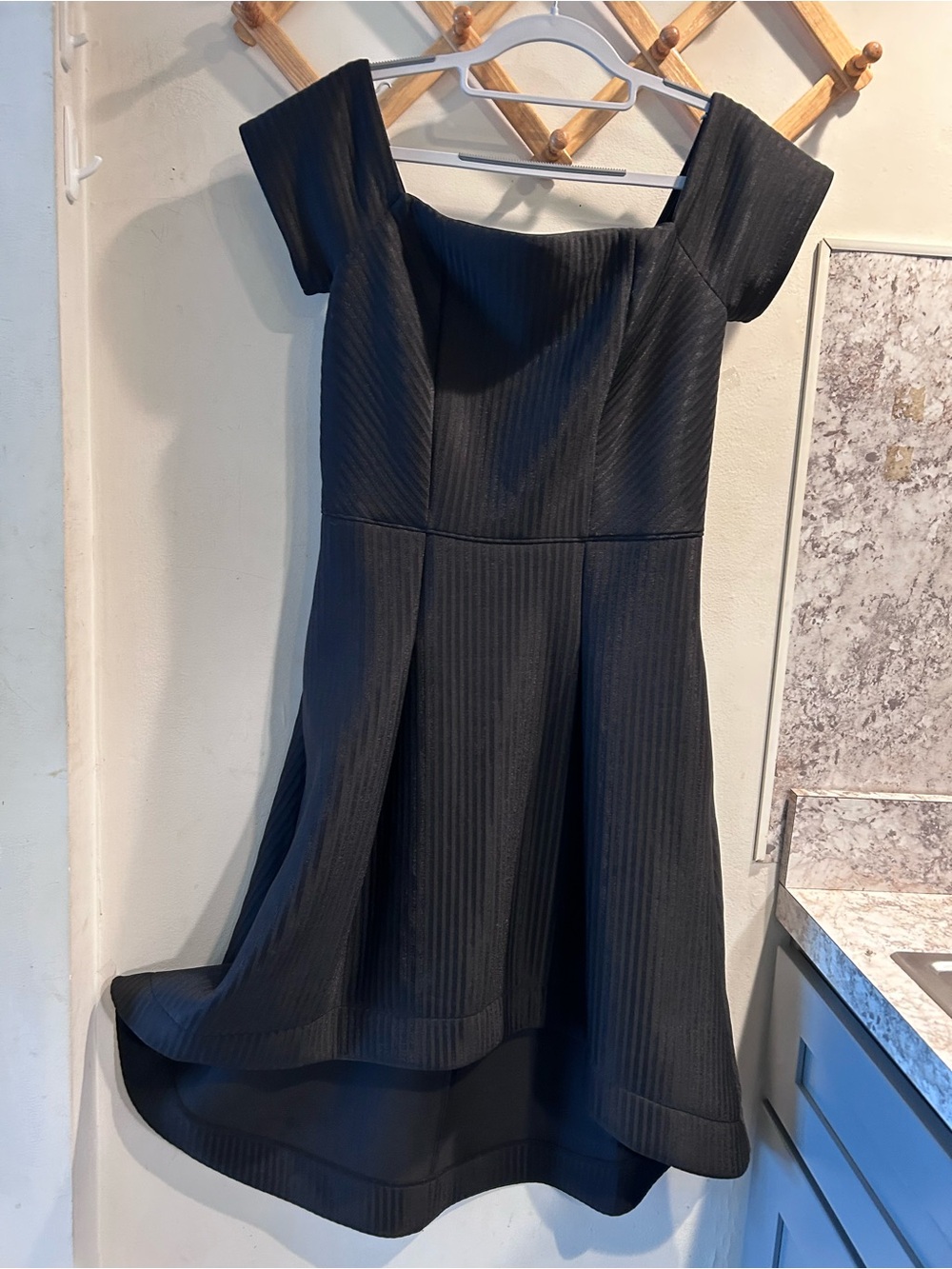 RACHEL Rachel Roy Black Off-Shoulder High-Low Fit & Flare Dress